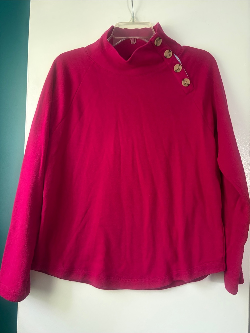 J. Crew Women’s Pink Button-Shoulder Turtleneck Sweatshirt S